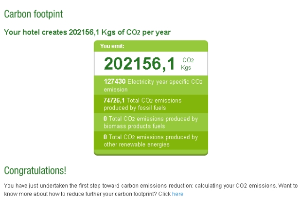 screen shot carbon footprint report
